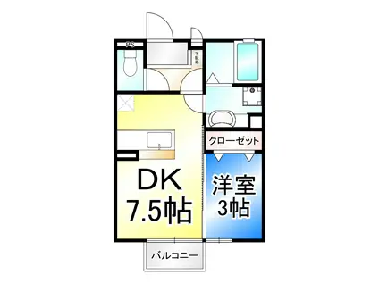 セジュール桐原(1DK/1階)の間取り写真