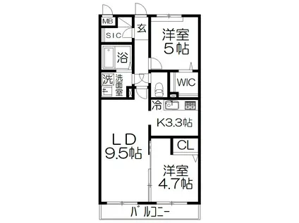 JEAN MARIE(2LDK/1階)の間取り写真