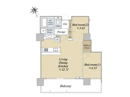 メガシティタワーズ THE イースト(2LDK/37階)の間取り写真