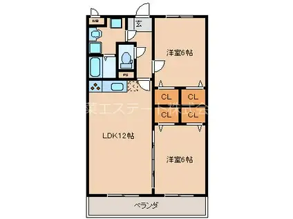 グリーンヒルズ東山II(2LDK/4階)の間取り写真