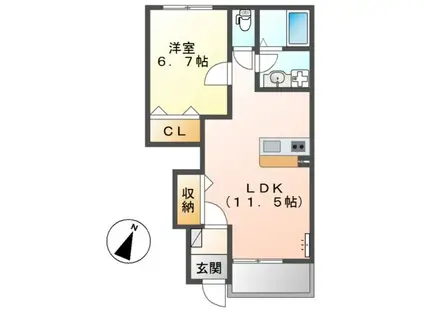 コンフォート中野川(1LDK/1階)の間取り写真