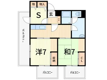 URBAN TERRACE亀有(2SK/7階)の間取り写真
