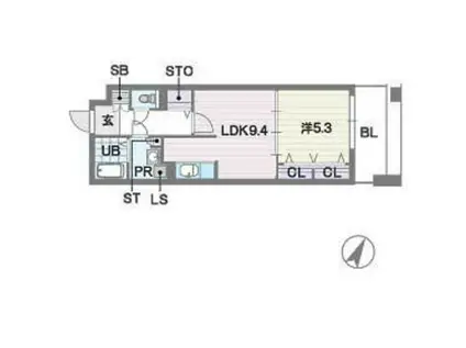 デイ―ウイングタワー(1LDK/6階)の間取り写真