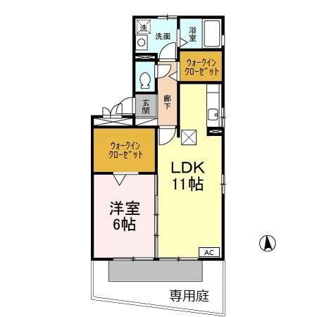 パラーシオ(1LDK/1階)の間取り写真