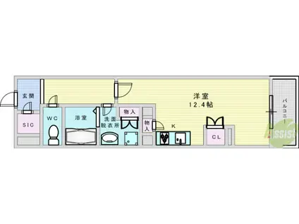 パークナ―ドフィット津雲台(ワンルーム/2階)の間取り写真