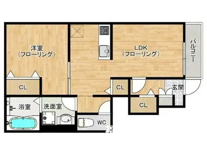 GRAND REVE(1LDK/1階)の間取り写真