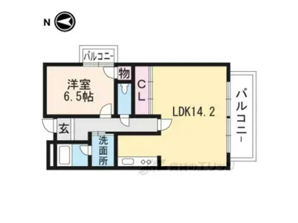 フラワー3番館(1LDK/2階)の間取り写真