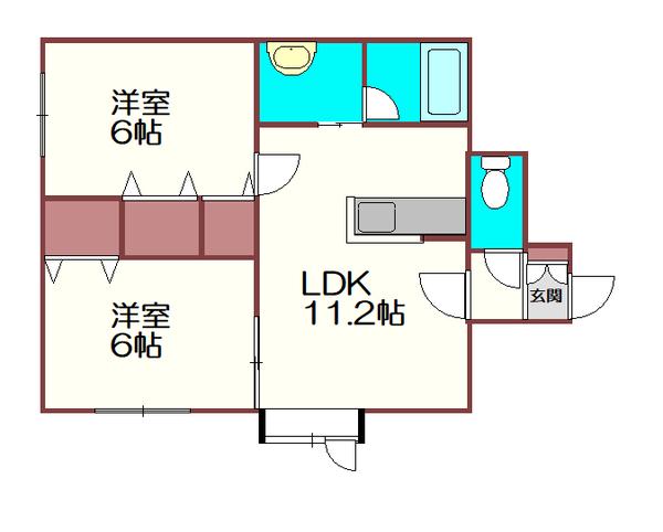 二条マンション(2LDK/1階)の間取り写真
