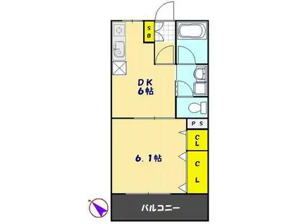 ポローニア北戸田(1DK/2階)の間取り写真