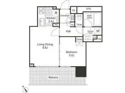 シテイタワー目黒(1LDK/13階)の間取り写真
