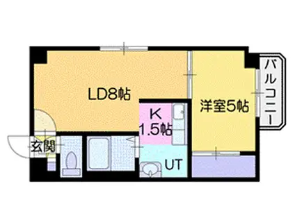 スプリングシュン(1DK/2階)の間取り写真