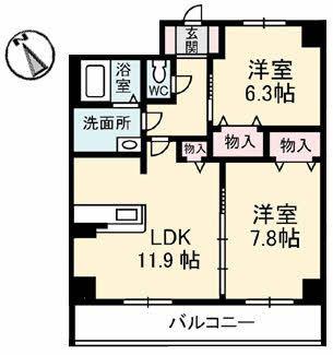 ヴィラシーンABE(2LDK/5階)の間取り写真