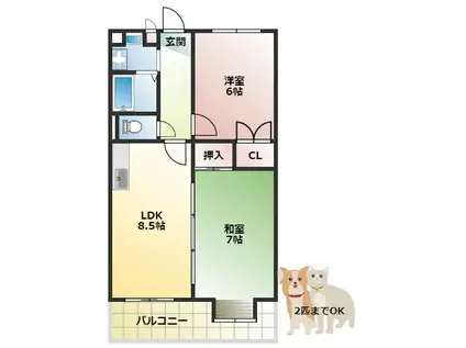 ブランドールMIII(2LDK/2階)の間取り写真