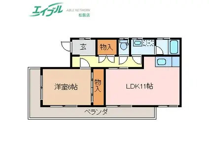 南町マンション(1LDK/2階)の間取り写真