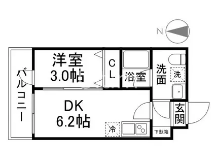 THE GARNET SUITE RESIDENCE 西院II(1DK/3階)の間取り写真
