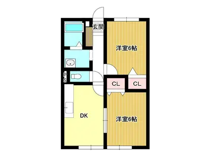 ニューホライズンII(2DK/2階)の間取り写真