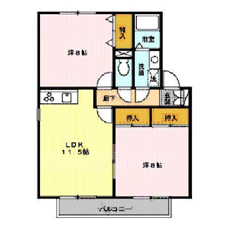コートヴィレッジ(2LDK/2階)の間取り写真