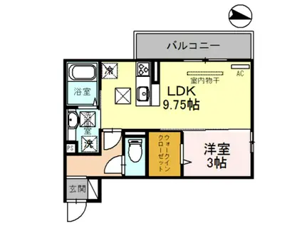 D-ROOM吹屋町 B棟(1LDK/1階)の間取り写真