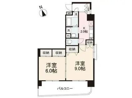 グラシエール木太町(2K/6階)の間取り写真