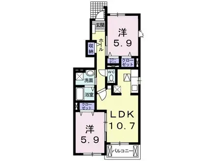 BEL CASA(2LDK/1階)の間取り写真