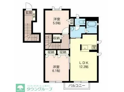 グリースB(2LDK/1階)の間取り写真