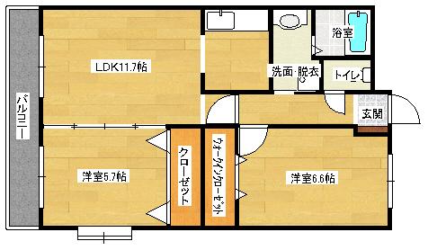 パストラル大町(2LDK/3階)の間取り写真