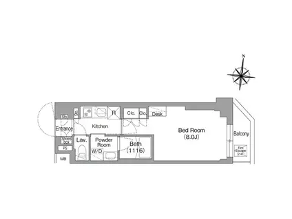 コンフォリア・リヴ大崎(1K/5階)の間取り写真