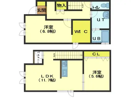 ラトゥール本町(2LDK/1階)の間取り写真