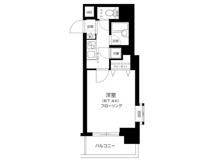 パレステュディオ日本橋浜町駅前(1K/7階)の間取り写真