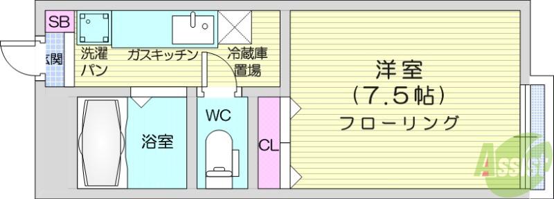 ウィンミルNO6(1K/1階)の間取り写真