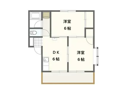 ルネコート郡山(2DK/3階)の間取り写真