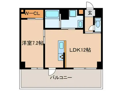 市谷仲之町ヒルズウイング(1LDK/6階)の間取り写真