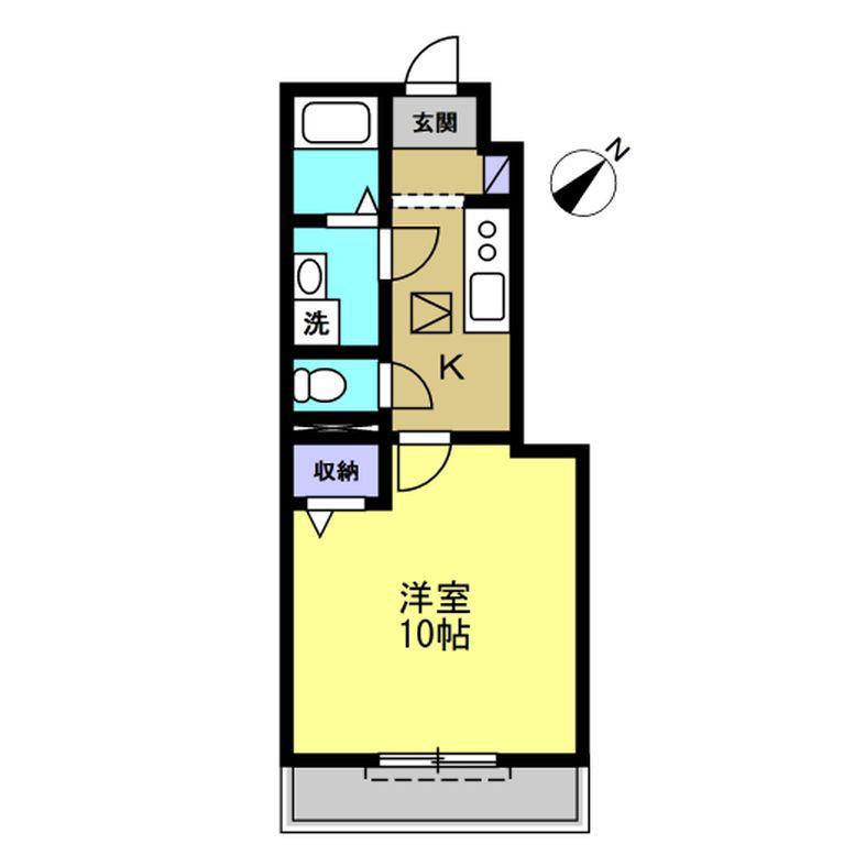 エスポワール港本町(1K/1階)の間取り写真