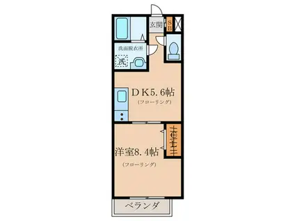 プリンス(1DK/2階)の間取り写真