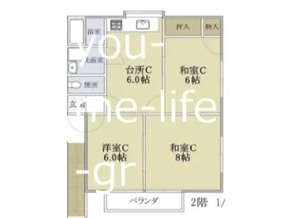 みやびハイツ(3DK/2階)の間取り写真