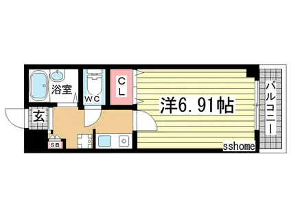 ウェーブ桜ヶ丘(1K/2階)の間取り写真