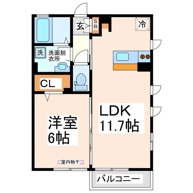 ホームパーティーVI号館(1LDK/1階)の間取り写真