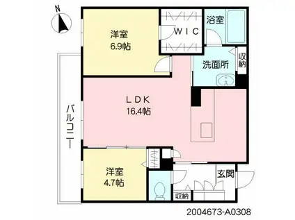 シャーメゾン ソレアード(2LDK/3階)の間取り写真