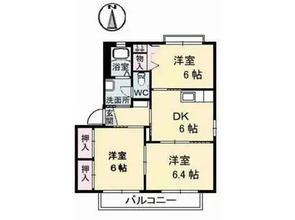 バリュージュ七日市B(3DK/2階)の間取り写真