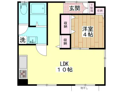ホワイトハイツ(1LDK/1階)の間取り写真