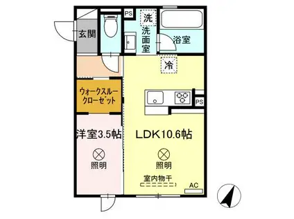 セレスティアル山の手通(1LDK/2階)の間取り写真