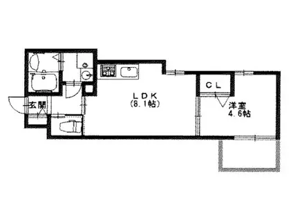イリスコート香里園(1LDK/1階)の間取り写真