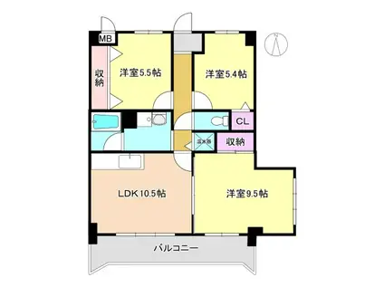 グランドール園田 201(3LDK/2階)の間取り写真
