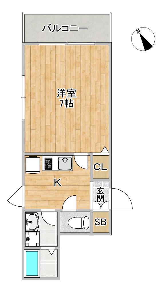 ロジュマン花川(1K/6階)の間取り写真