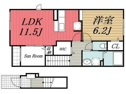 LA LINO(1SLDK/2階)の間取り写真