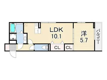 グレイスコート神戸永手町(1LDK/2階)の間取り写真