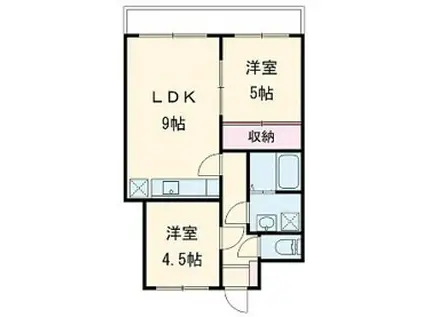 クロノス高尾サウス(2LDK/2階)の間取り写真