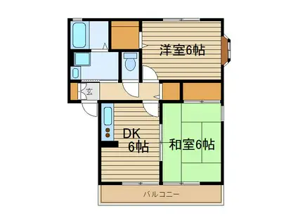 カサベルデ八方(2DK/1階)の間取り写真