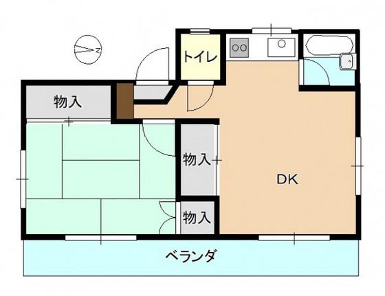 土居ビル(1DK/5階)の間取り写真