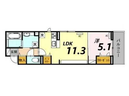 D-PLACE安田(1LDK/3階)の間取り写真